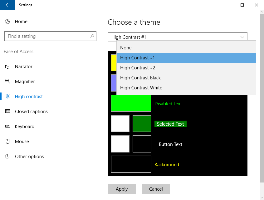 turn off high contrast windows 8